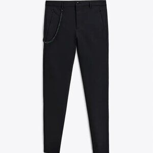 ZARA Men's Chain Super Skinny Pant 31 Black Trouser 4 Way Stretch Zippers Dressy